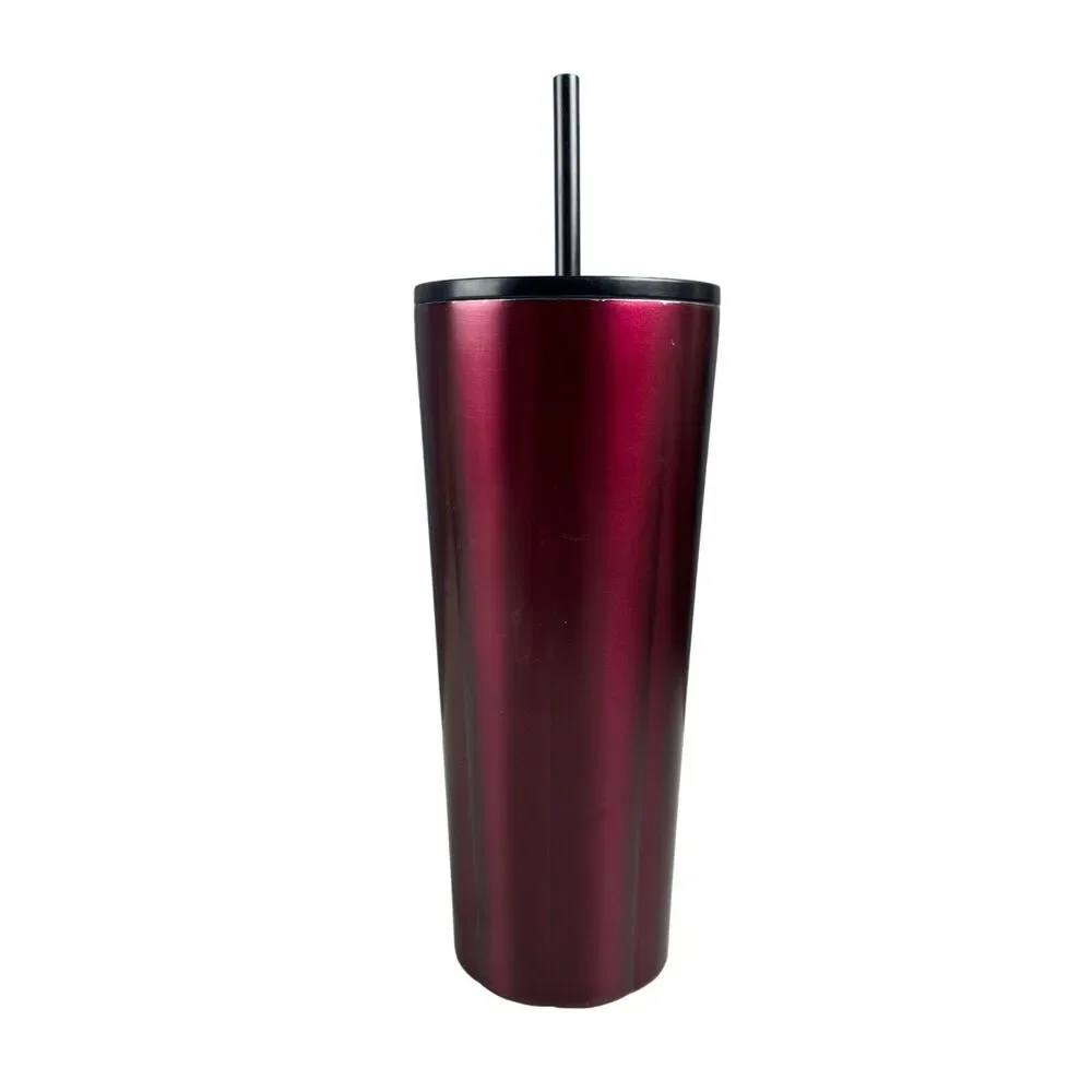 Starbucks 2021 Stainless Steel Blue and Maroon Ombre Cold Cup Tumbler 24 oz